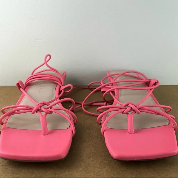 NEW VERONICA BEARD PINK LEATHER STRAPPY SANDALS - Picture 11 of 13